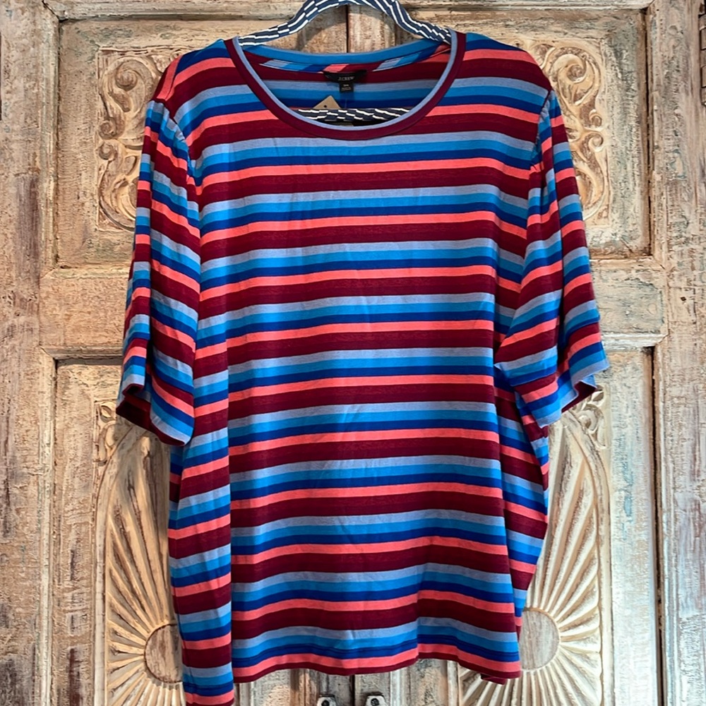 NWT J.Crew Puff Short Sleeve Striped Top Size 3X